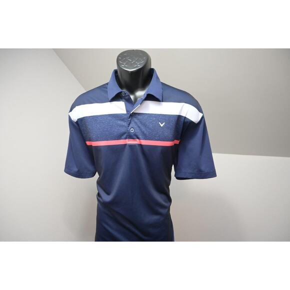 Callaway Golf Polo Opti Dri Striped Short Sleeve Athletic Shirt Mens Sz Large - Picture 2 of 8